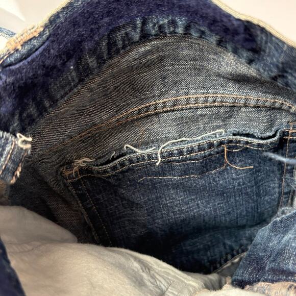 VTG Denim Handbag Bag Embroidered Tote Shoulder Jean Purse BOHO HIPPIE Handmade - Picture 8 of 11